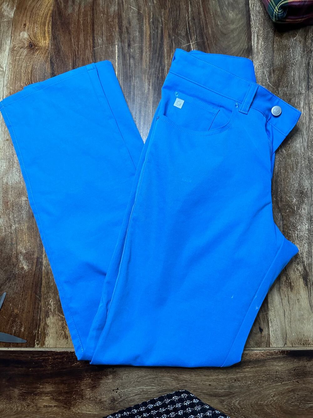Peter Millar Golf Pants Size 30/32 Blue Denim Low-Rise Straight Leg Zip Fly